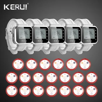 

KERUI C166 5 Watches 20 button Wireless Waiter Pager Call Button Call System Watch Hospital Bank Hotel