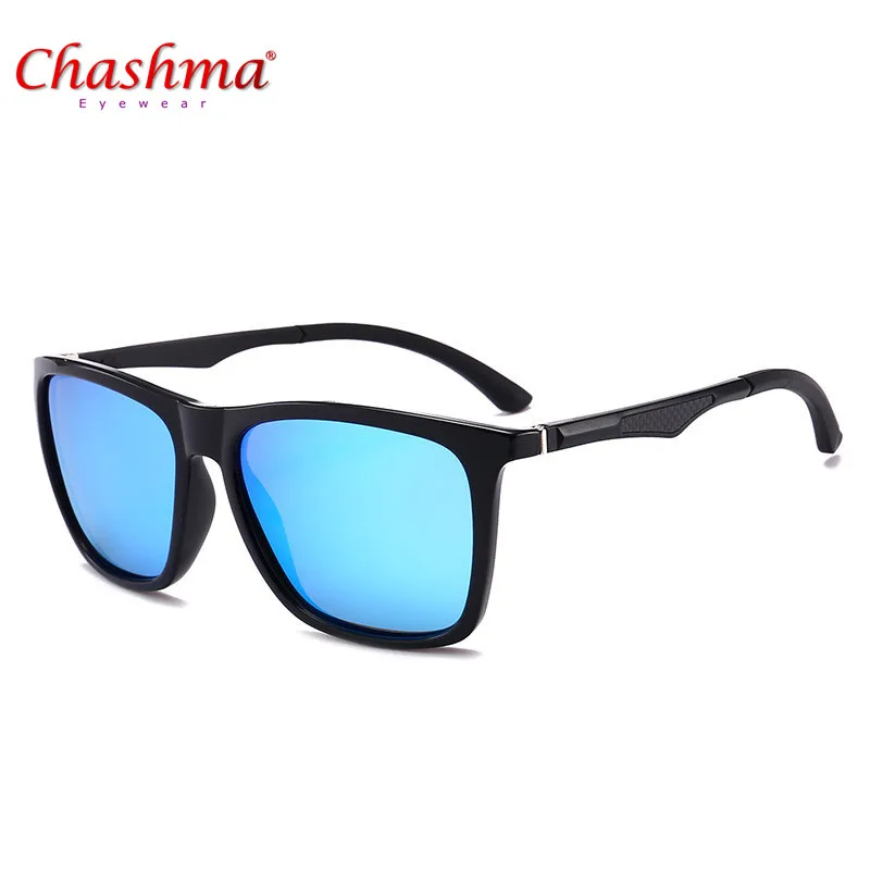 Бренд Chashma, унисекс, Ретро стиль, алюминий+ TR90, солнцезащитные очки, поляризационные линзы, винтажные очки, аксессуары, солнцезащитные очки для мужчин/женщин, P536 - Цвет линз: Синий