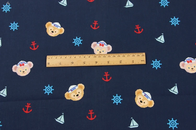 Полметра хлопок поплин Медвежонок печати ткани, ручной DIY одежды платье Детская одежда B53