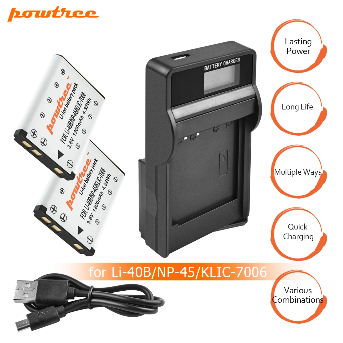 

2X Li-40B LI-42B LI40B LI42B Batteries+LCD USB charger For Olympus For Nikon fuji NP-45 NP 45A 45B 45S EN-EL10 ENEL10 L15