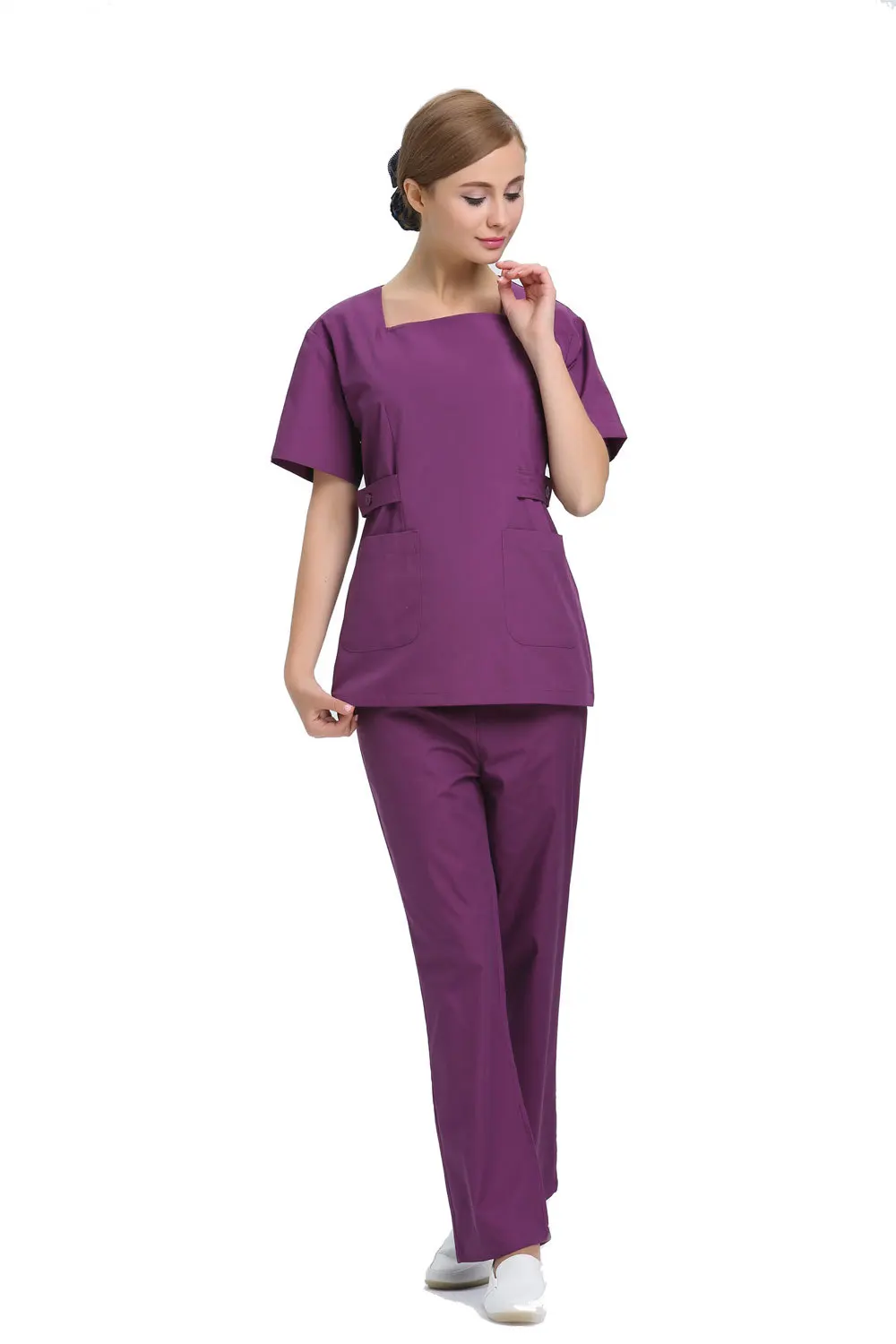 2015 OEM scrub sets hospital scrubs square collar uniforme medico