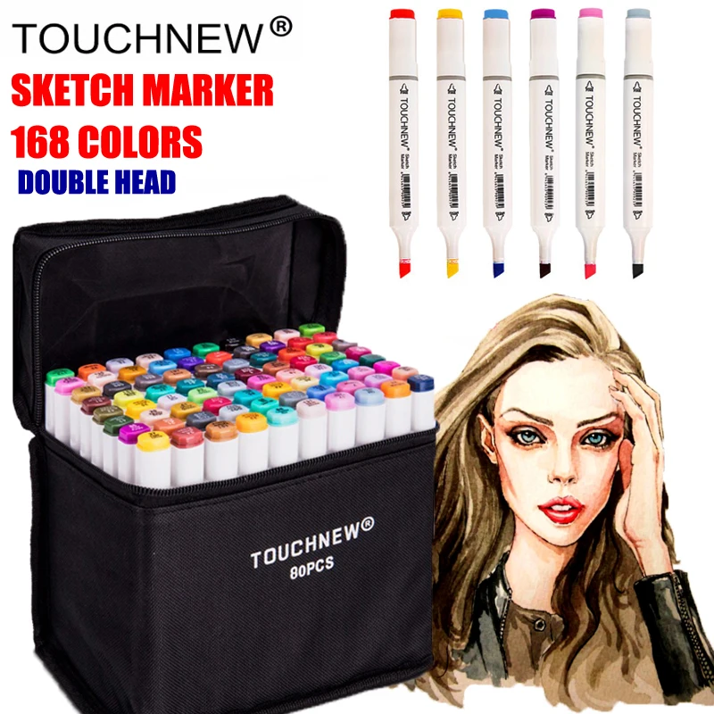 

Touchnew 168 Colors Set Artist Dual Head Sketch touchnew in Art Marker Set Eco-friendly School Supplies Marker Pen Design Marker