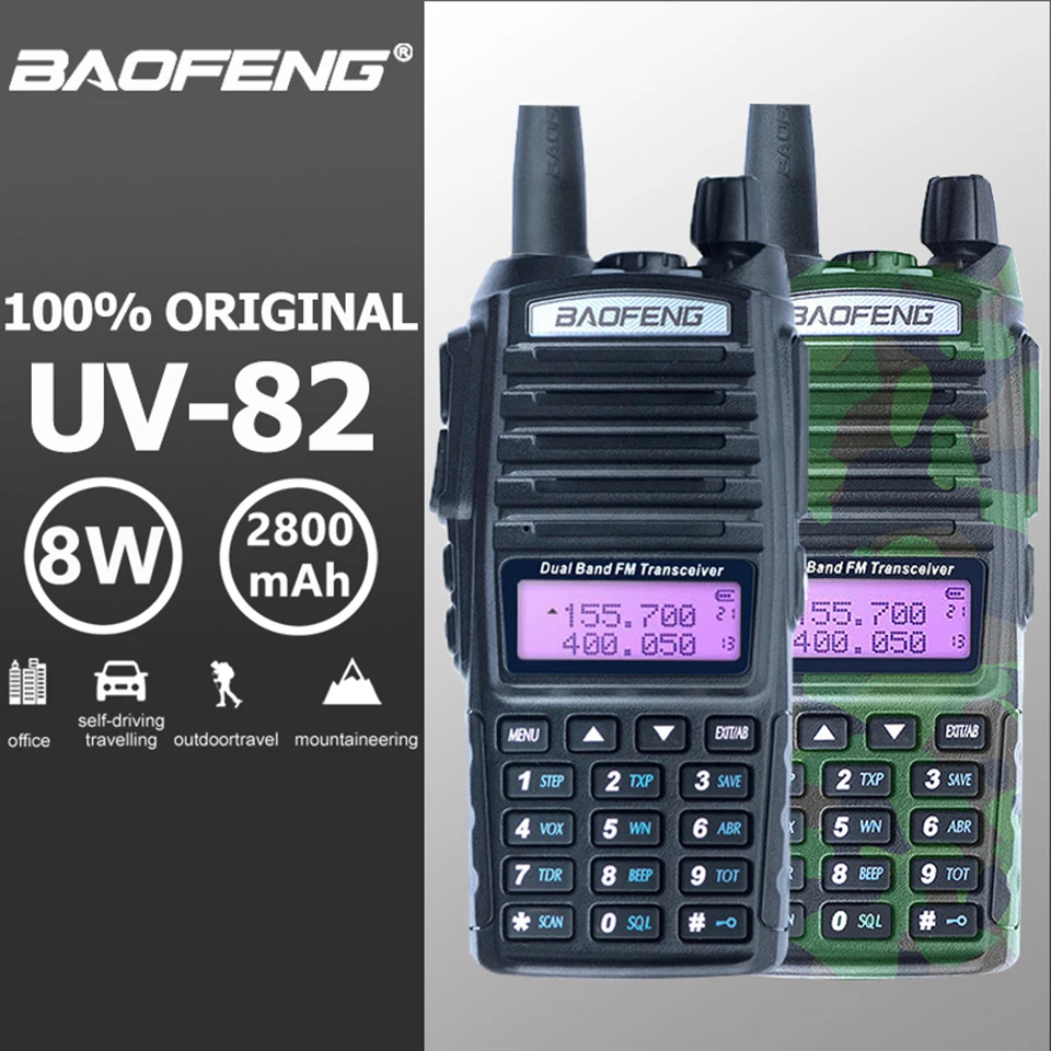 Baofeng UV-82 иди и болтай Walkie Talkie 8 Вт Dual PTT двухстороннее радио двухдиапазонный Портативный UV 82 трансивер UV82 Woki токи сертификатом от сертификационной радиостанций 50 км