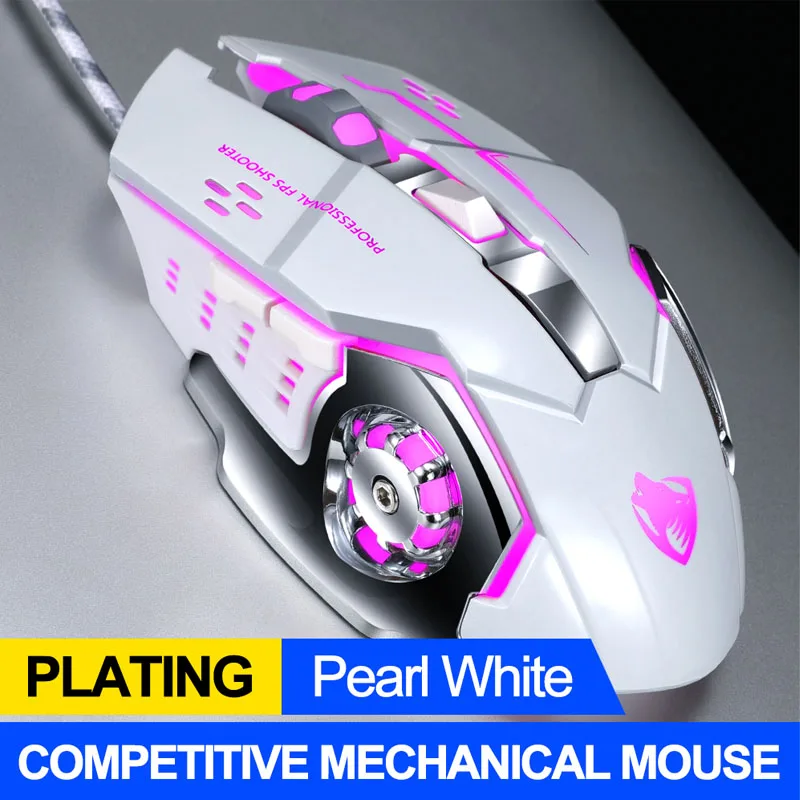 Профессиональная игровая мышь 8D 3200 dpi, регулируемая Проводная оптическая светодиодный компьютерная игровая мышь, USB кабель, бесшумная мышь для ноутбука - Цвет: White