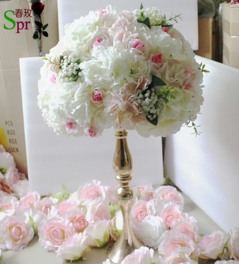 Spr Nouveau Centre De Table Boule De Fleurs Rose Clair Avec Souffle De Bebe Rose Artificielle Arrangement De Decoration De Fond De Fleur De Mariage Aliexpress