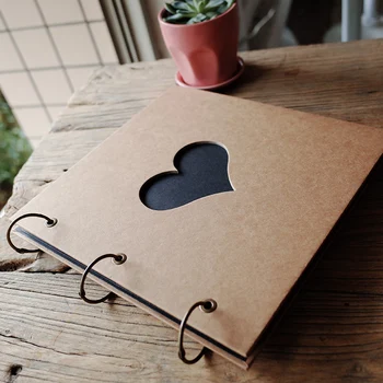 

Kraft Paper Hollow love DIY Handmade Photo Album Literary Couple Scrapbooking DIY Baby Growth Album
