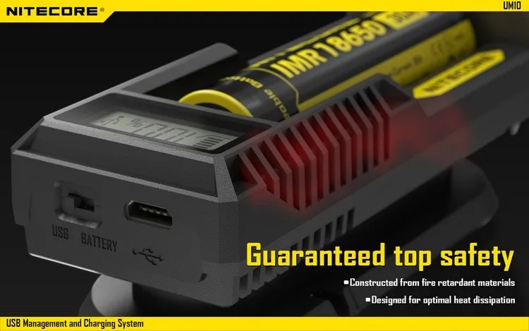 TOPSALE NITECORE умное зарядное устройство UM10 Digi зарядное устройство с ЖК-дисплеем Универсальное USB Питание Литий-ионная IMR батарея адаптер питания для путешествий