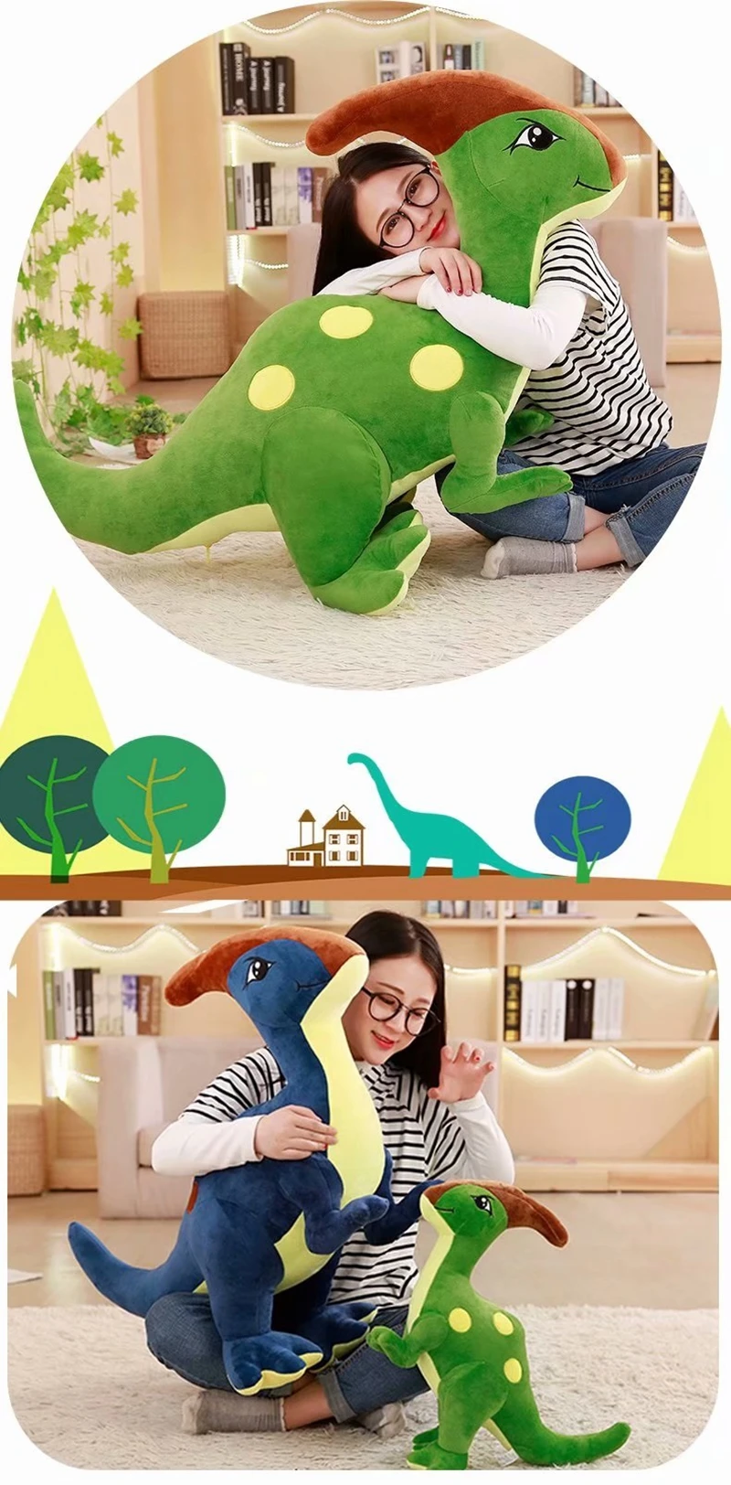 Dorimytrader  2018 New Cute Simulation Animal Parasaurolophus Plush Toy Big Stuffed  Dinosaurs Doll Learning & Educational Children Toy Gifts DY50201(8)