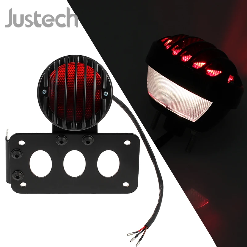 

Justech 1 pcs Side Mount Tail Brake Light License Plate Bracket Lamp For Harley Chopper Bobber new