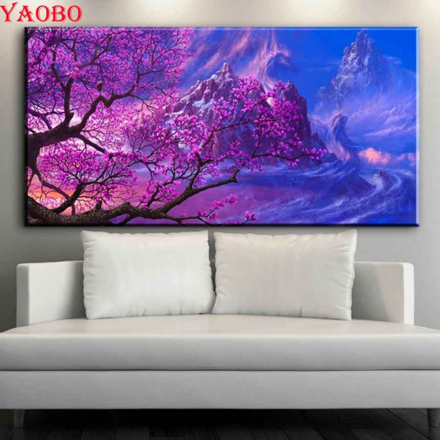 

Full Drill Square Round 5D DIY diamond painting sakura tree Diamond Embroidery scenery diamond mosaic picture rhinestones icons