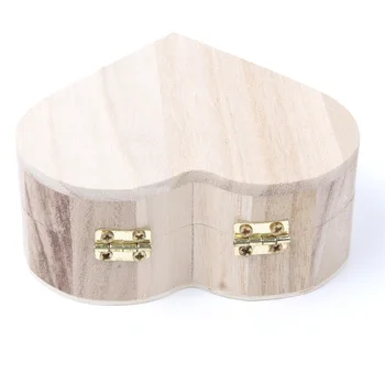 

Fashion Wooden Jewelry Case Wood DIY Love Heart Shape Storage Box Decor Hand Crafts Candy Container