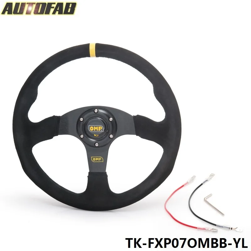 AUTOFAB - Universal 14inch 350mm OM Steering Wheel Suede leather Steering wheels AF-FXP07OMBB-YL