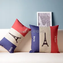 Французский флаг Эйфелева башня Декор для дома подушка из льняного полотна Подушка диванные подушки декоративные диванные подушки