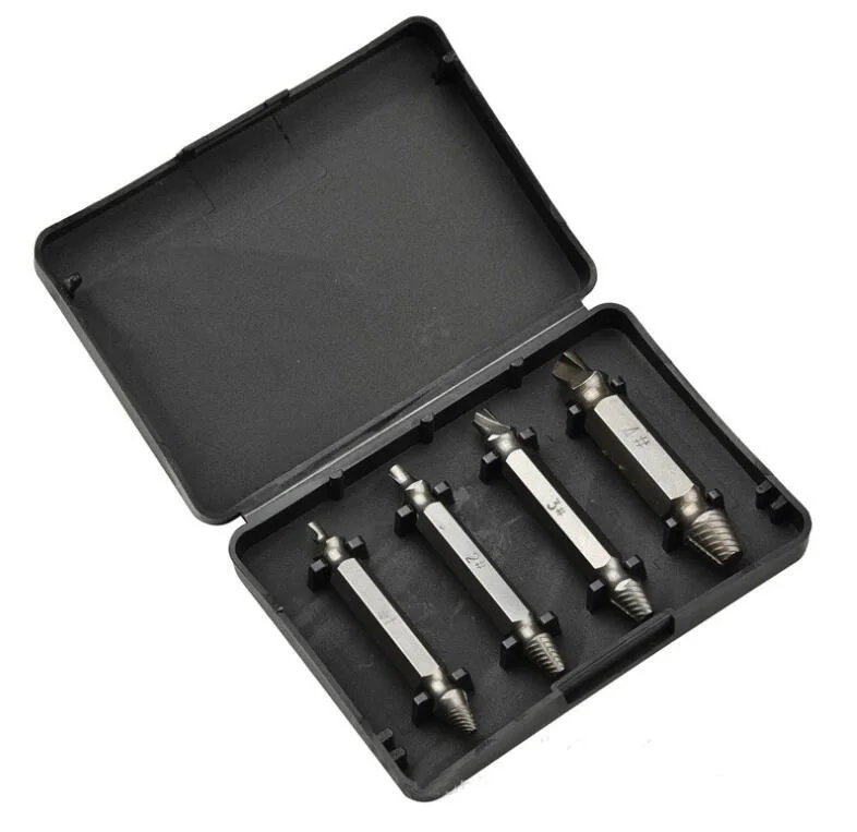 

4Pcs Double Side Damaged Screw Extractor Step Drill Bit Guide Set Broken Damaged Remover Double Head Damaged Screw Extractor