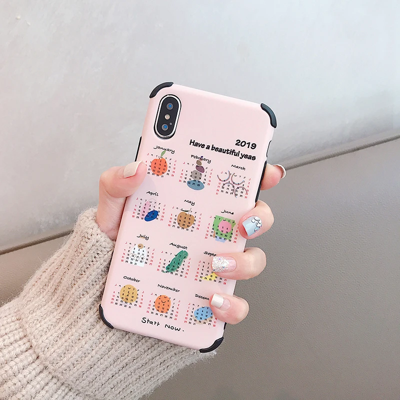 

Han Feng calendar shatter-resistant shell for iphonex mobile phone shell 8plus for iphone xs max / xr female iphone7p / 6s fine