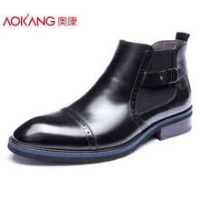 Aokang Winter men’s boots genuine leather male shoes fashion black shoes ankel boots top quality shoes for men