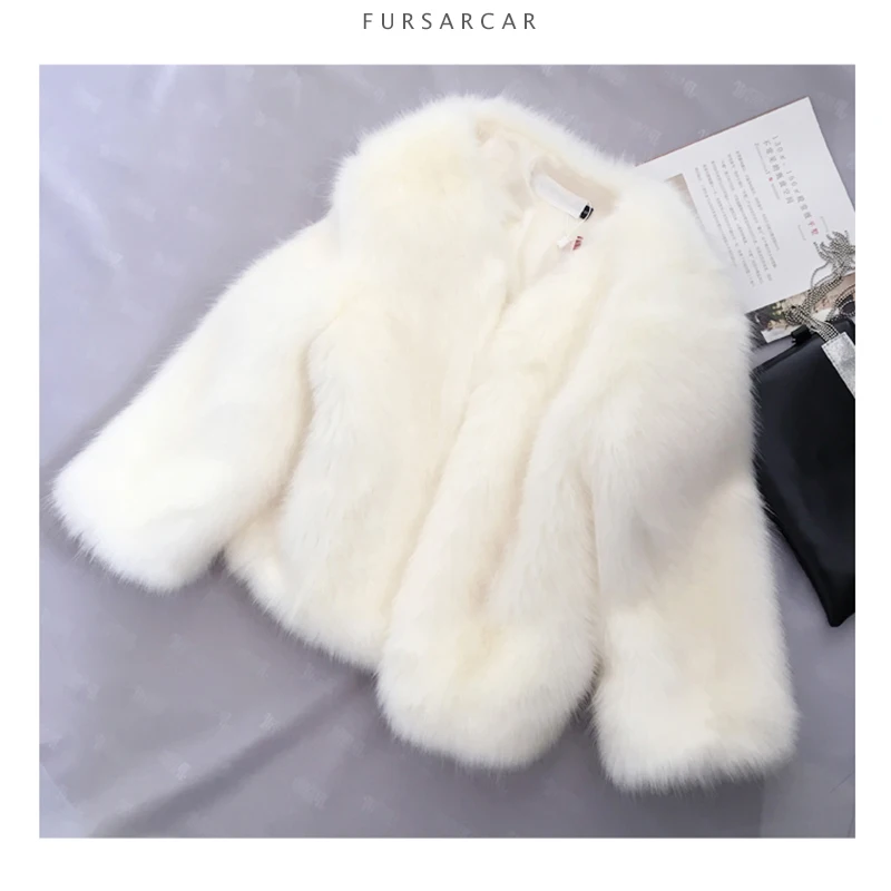 Женское пальто с натуральным лисьим мехом FURSARCAR зимнее теплое из натурального