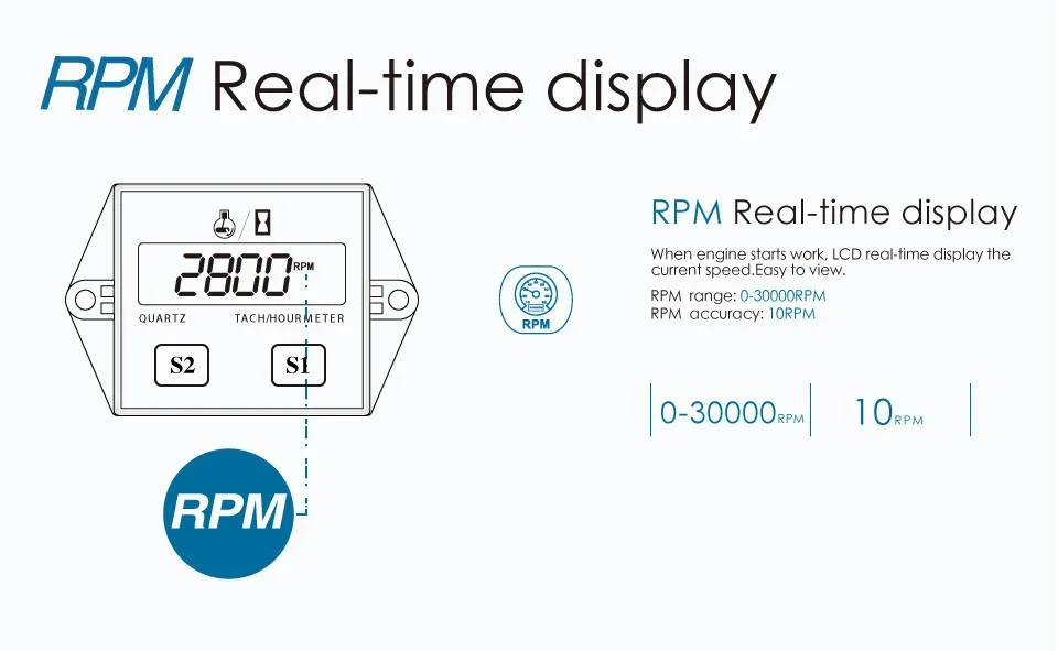 Индуктивный TACH RPM Тахометр Счетчик для мотоцикла морской Мотокросс велосипед ямы бензопилы RL-HM011N