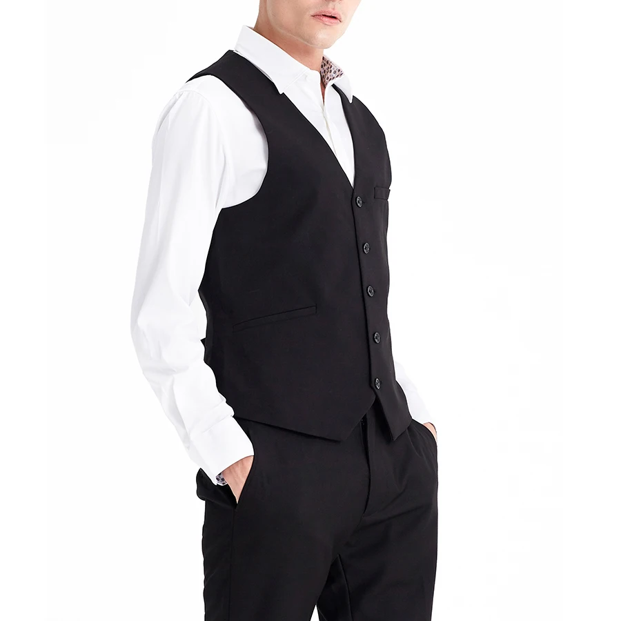 Chaleco Hombre Classic Black Wedding Waistcoat Casual Business Vests