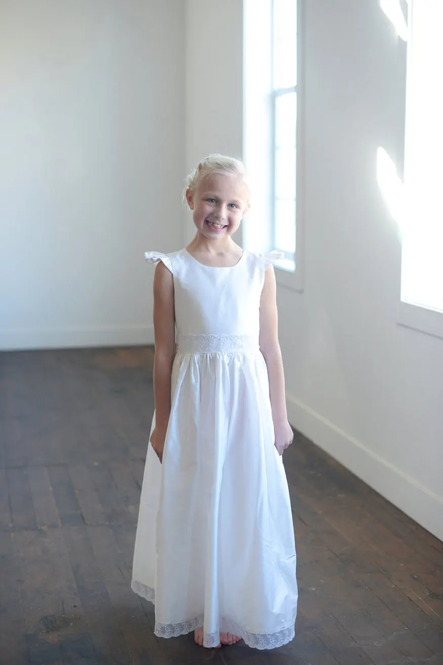 2017 White Satin Flower Girl Dress for Weddings First Communion Dresses for Girls Mother 