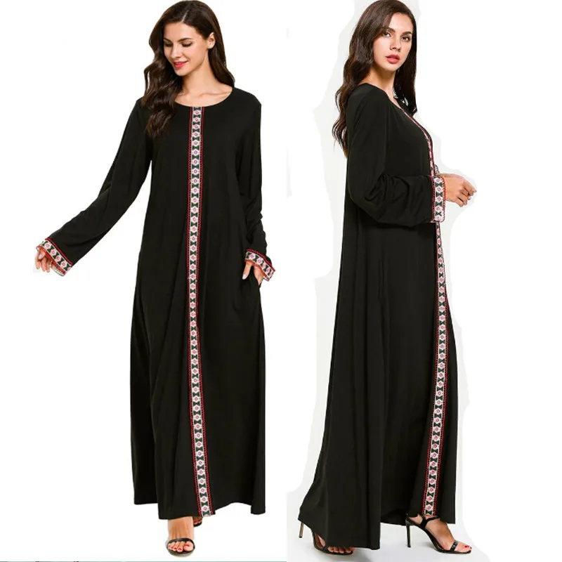 

2019 New Plus Size 4XL Muslim Dress Long Pockets Party Evening Modest Islamic Clothing Moroccan Kaftan Turkey Dubai Dress