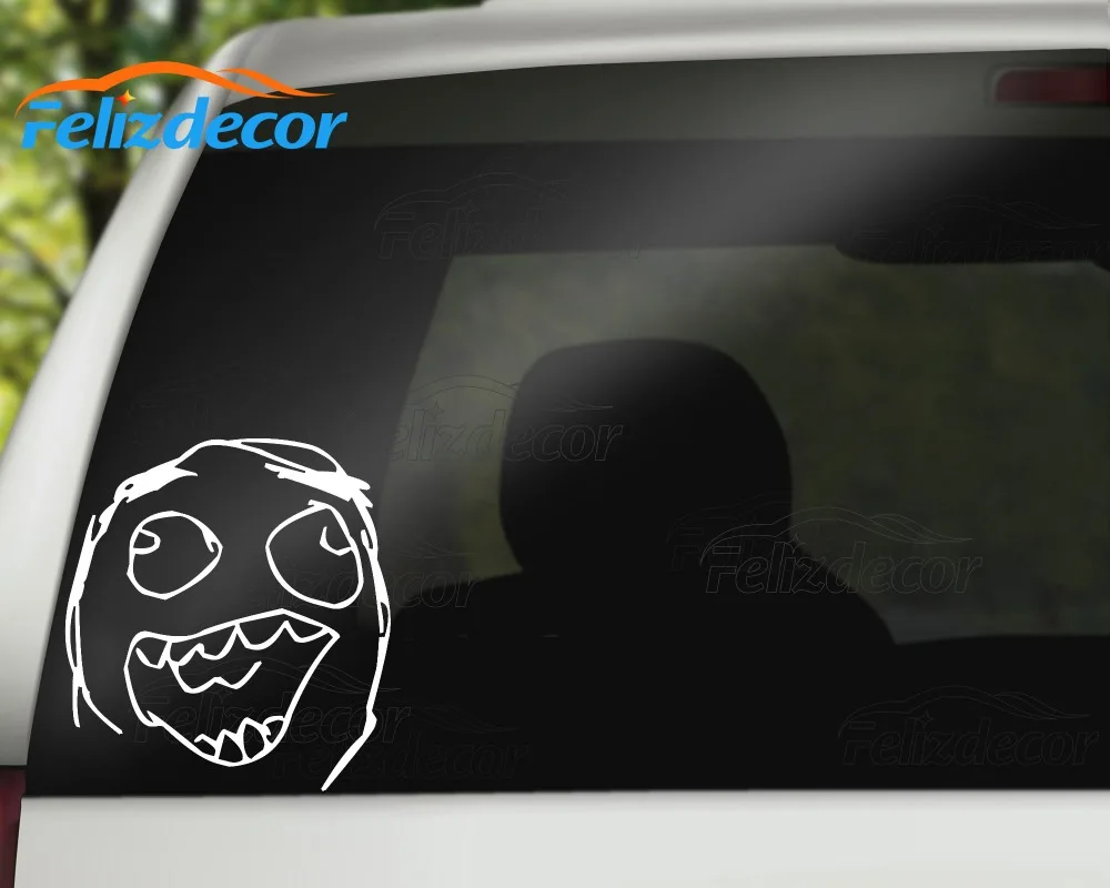  Funny Laughing Meme Face 6 Vinyl Sticker Car Decal (6 Black)