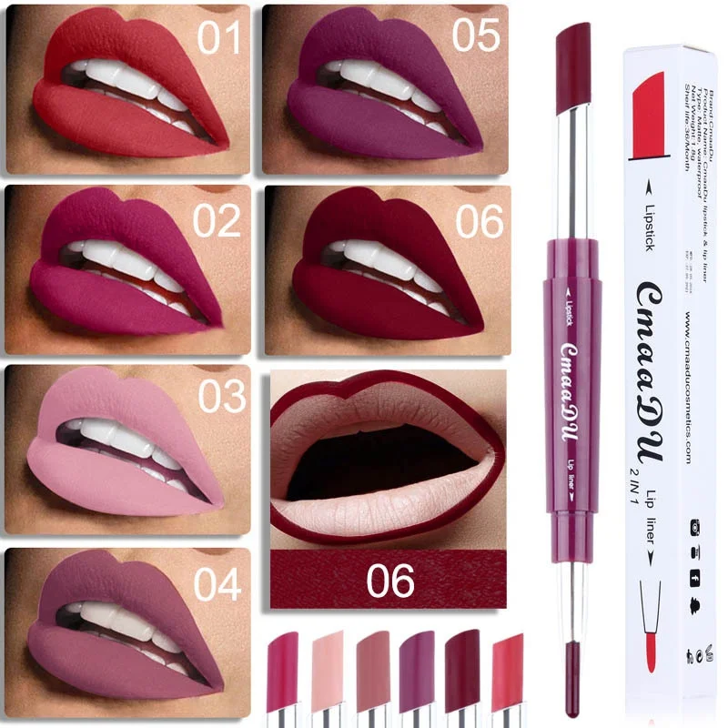 

Multi-function Lip Line Pen Double-End Lipstick Waterproof Long-lasting Non-stick Cup Moisturizing Lip Line Pencil