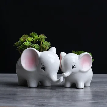 

1pc Outdoor Gardening Creative Fleshy Flower Pots Elephant Art Ceramic Flowerpots Desktop Potted Ornaments