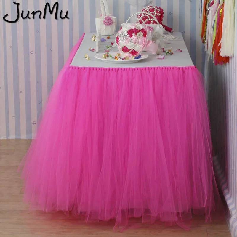  Hot Pink Tulle Tutu Table Skirt Custom Wonderland Tulle Table Skirting Wedding Birthday Baby Shower