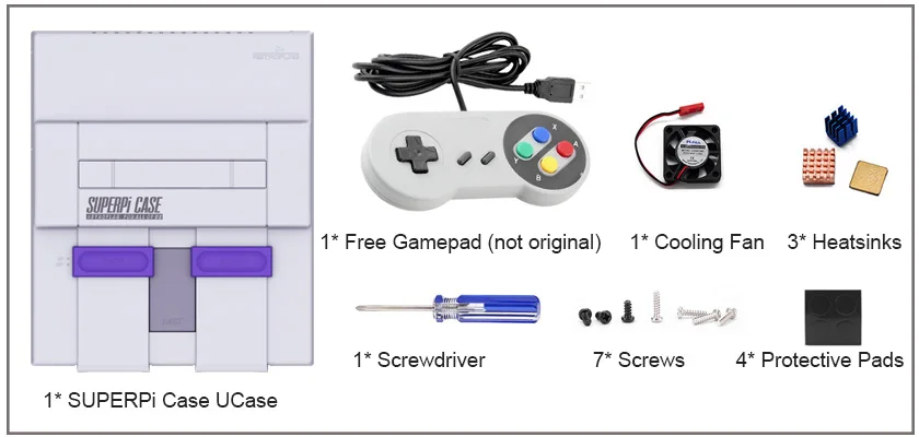 Retroflag SUPERPi чехол для консоли NESPi U Чехол USB Ретро пульт управления Геймпад+ комплект вентилятора для Raspberry Pi 3 Model B+(плюс), 3B