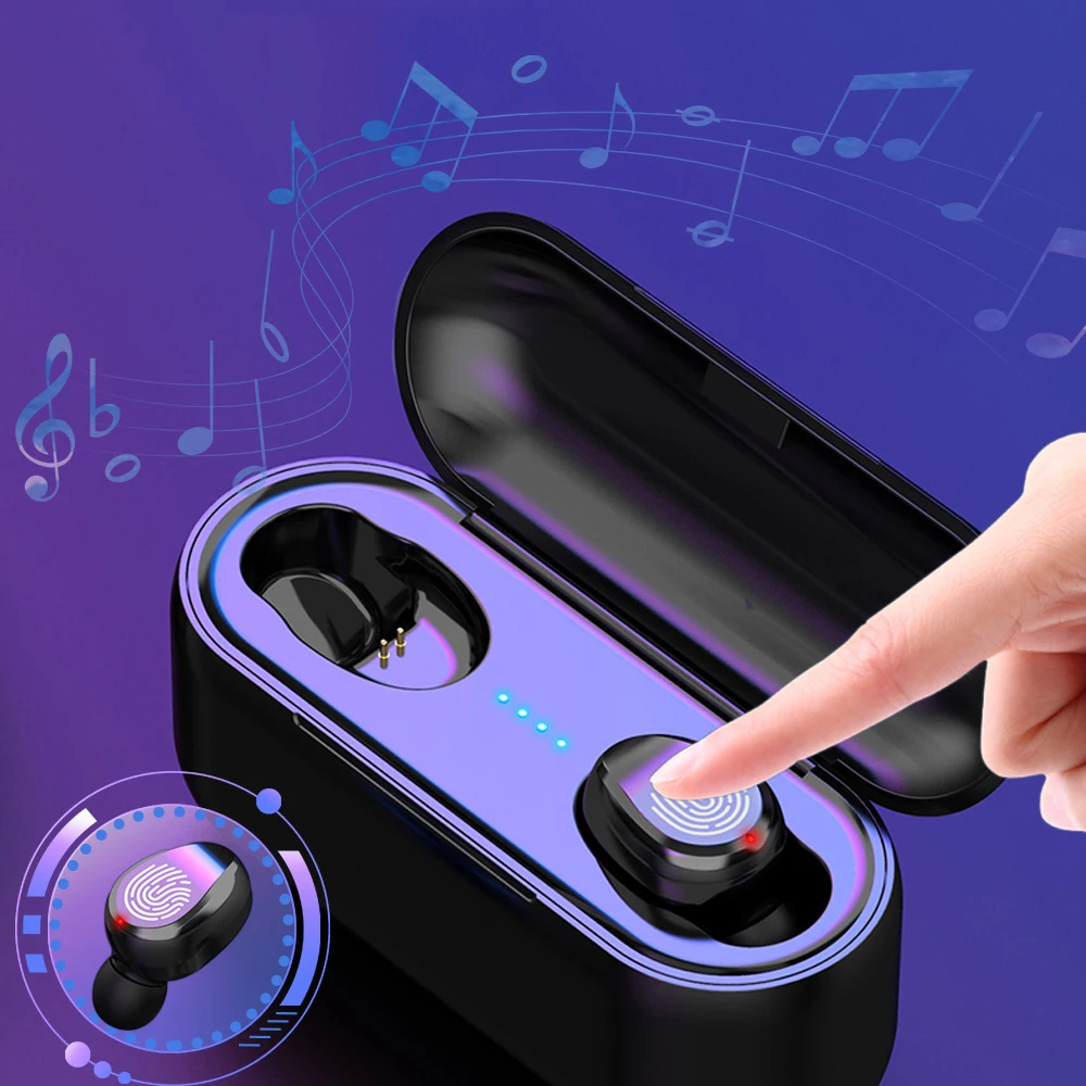 

TWS Wireless headphones Bluetooth Touch Earphones Stereo Bluetooth Headset Earbuds with charging box 2000 mAh Power bank