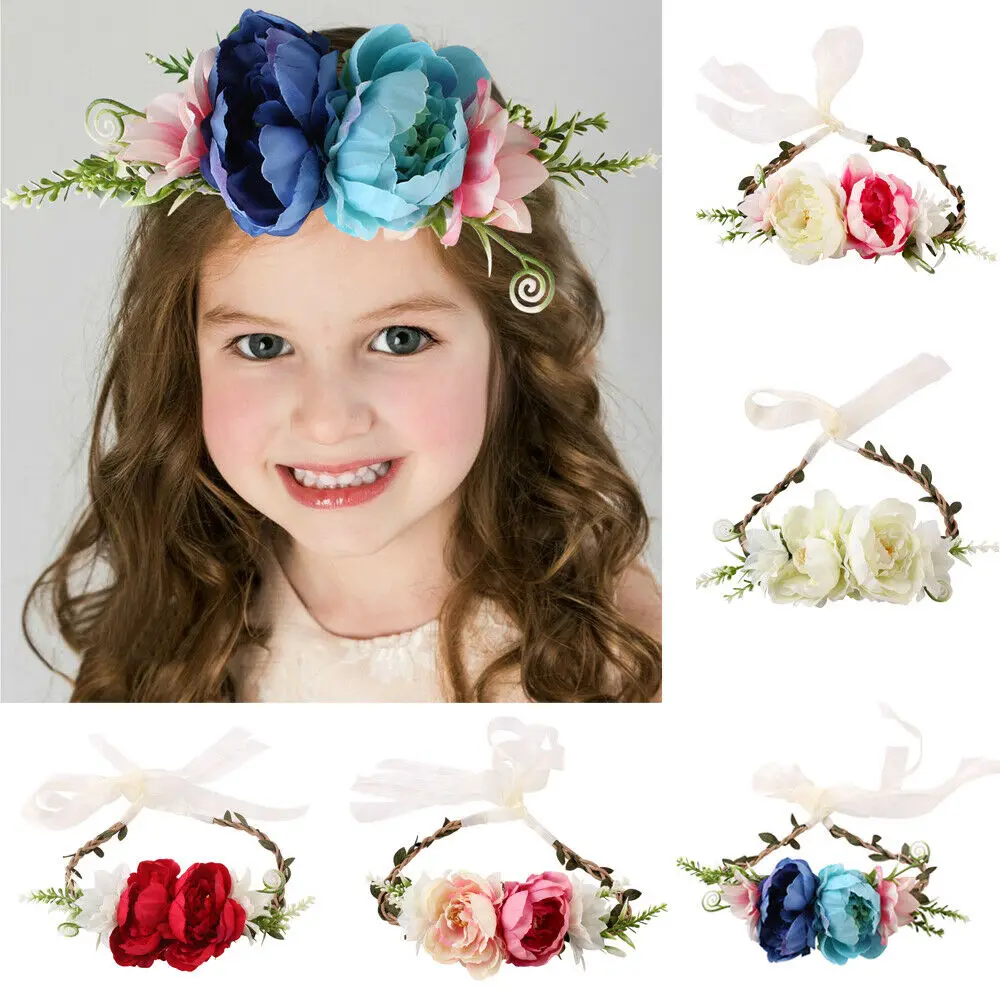 

Party Wedding Baby Kids Garland Hairband Headwear Cute Princess Flower Toddler Girls Headband Christening Festival Elastic Hair