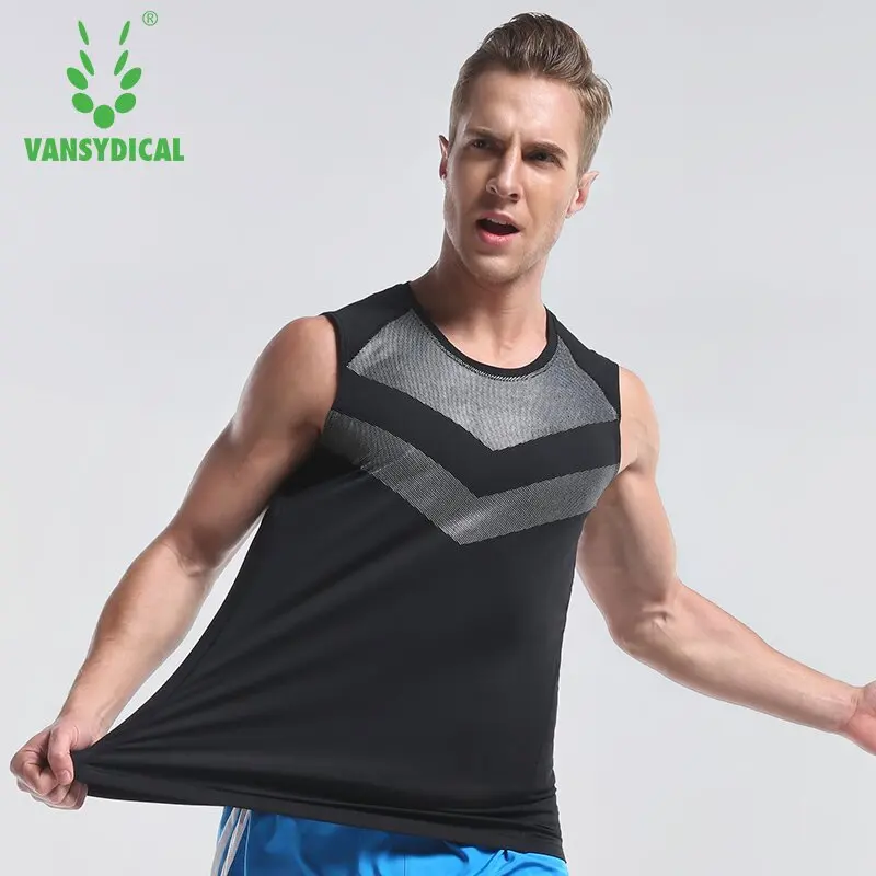 SPT Vansydical Summer Men's Printed Running Vests Quick Dry Sleeveless ...