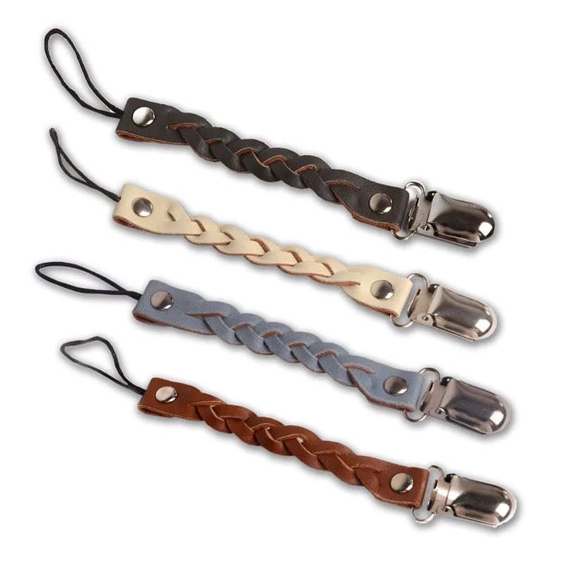 

4pcs/set Personalized Teething Pacifier Clips With Safe Woven Pacifier Chain Holder For Nipples Baby Toys
