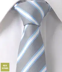 Серый белый голубой в полоску Для мужчин жаккардовые тканые стройный узкий 2,5 "галстук 6,79 см галстуки Свадебная вечеринка галстук LT204