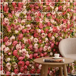 1,2 м * 1,2 м наивысшего качества искусственный цветок Свадебные украшения фоне стены красный Шелковый розовый пион Гортензия моделирования