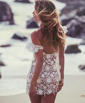 Для женщин летние Кружево цветочный Купальники для малышек пляжное платье крышку ИБП бикини крючком Cover Up пляжное платье мини