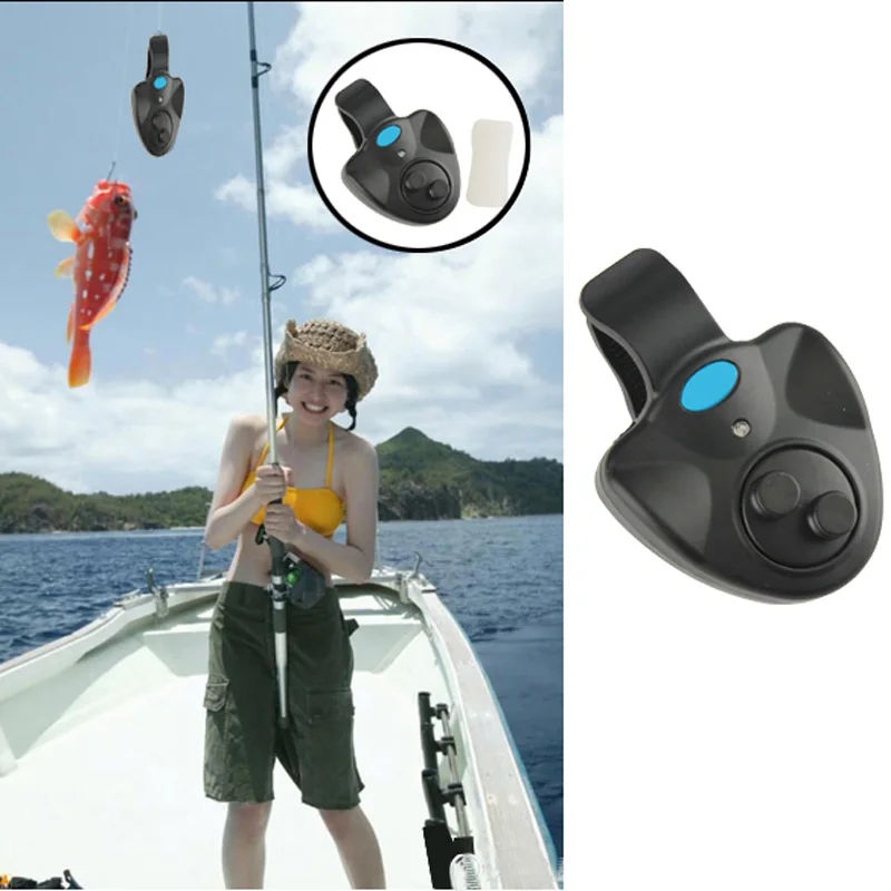 Plastic Electronic Fish Bite Finder Alarm LED Light Bell Clip On