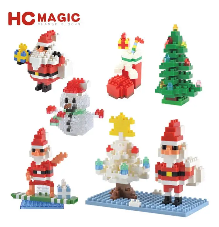 

HC Mini Blocks Building Blocks Christmas Tree Model Santa Claus DIY educational Assembly Toys for Children X Mas Gifts