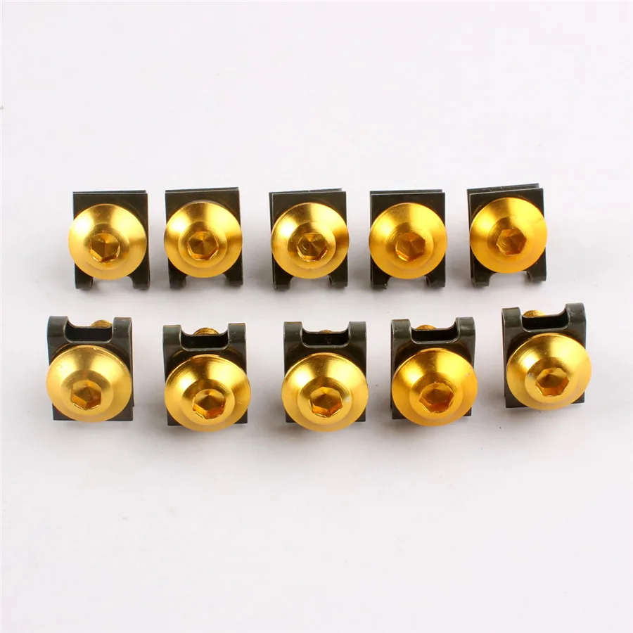 

6mm Fairing Body Bolt Screw Spire Speed Fastener Clip Nut With Gold Universal fit for motorcycle bikes scooters uses M6 bolts