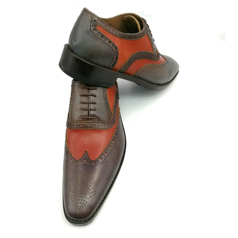 Para Del Zapatos Genuino Boda Oxford Goodyear Hombre Lace Banquete Hechos Welted Mano A Maloneda Cuero up Multiple De Vestido wX8zgZn