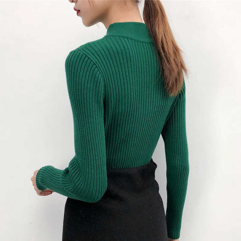 Women's Turtleneck Pullovers Solid basic Sweaters long sleeve Slim-fit tight Soft Sweater Green Jumper Elastic Knit Tops Women's Turtleneck Pullovers Solid basic Sweaters long sleeve Slim-fit tight Soft Sweater Green Jumper Elastic Knit Tops