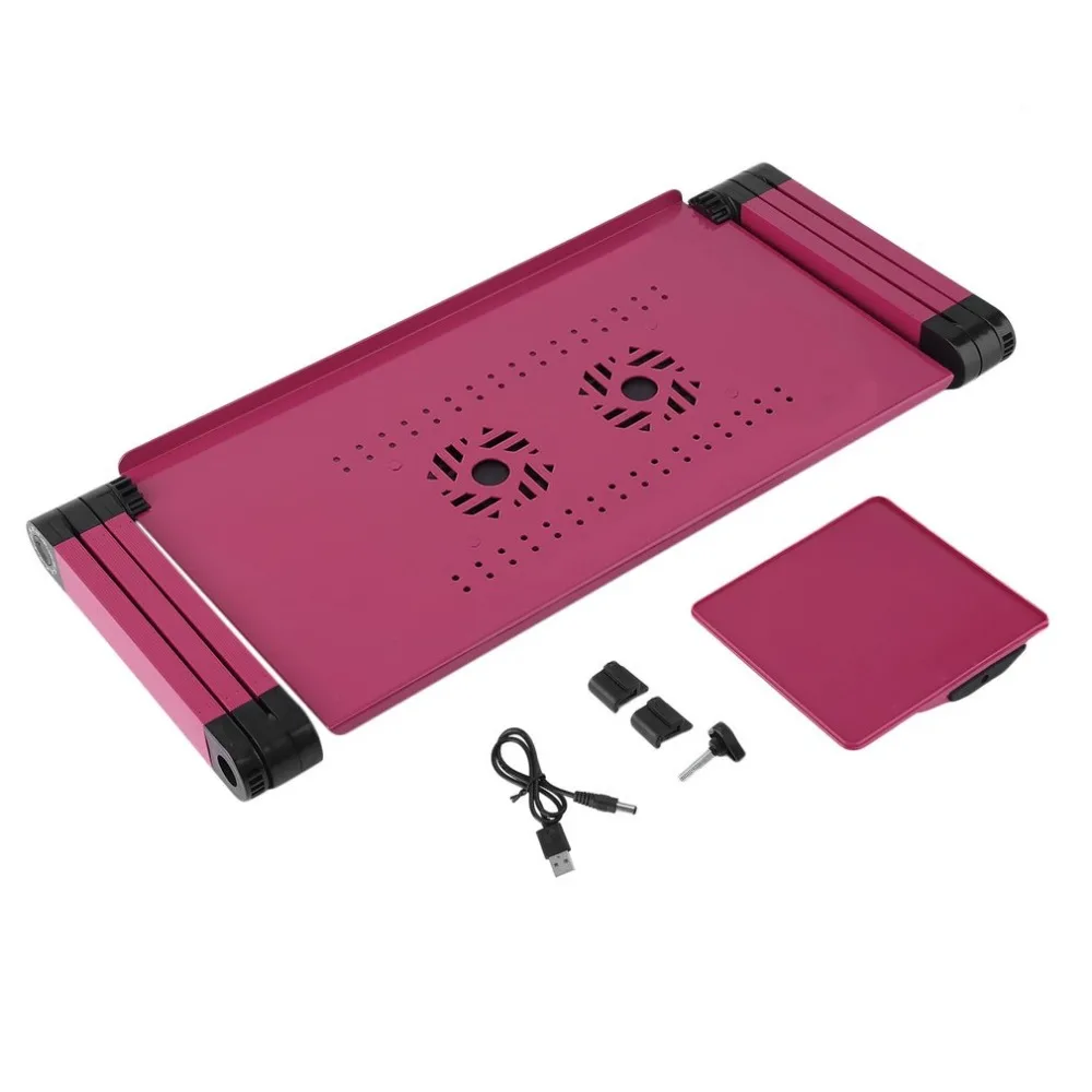 Portable Adjustable Laptop Desk Folding Computer Table Tray With Mouse Holder Notebook Standing With Cooling Fans