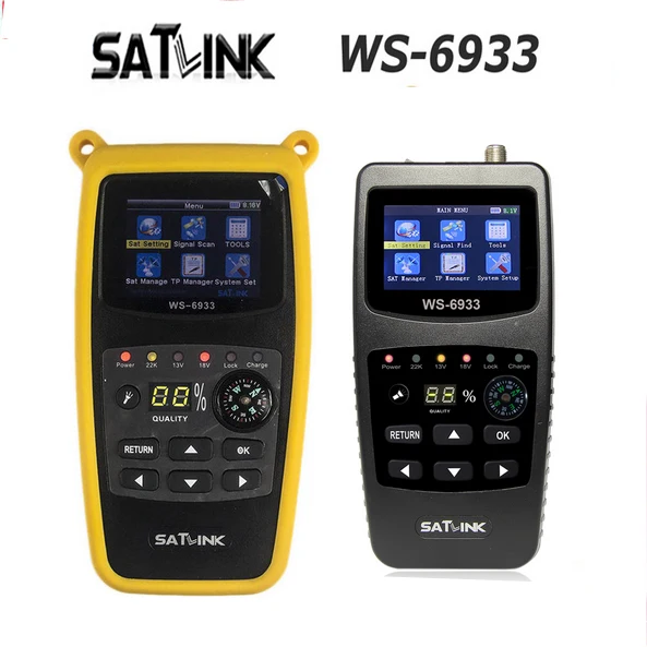 Satlink WS-6933 DVB-S2 FTA C& KU диапазон спутниковый искатель метр Satlink 6933 WS6933 2,1 дюймов ЖК-дисплей силиконовый чехол