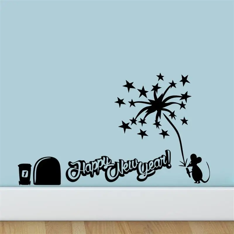 wall decoration for new year happy new year wall sticker mouse light fireworks wall decoration for new year happy new year wall sticker mouse light fireworks