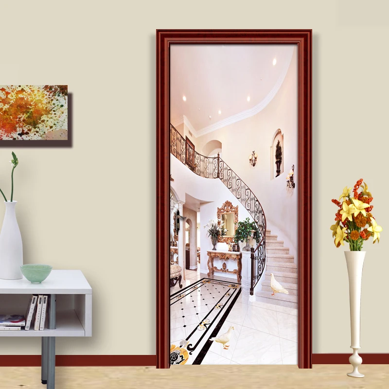 European Style 3D Stairs Background Wall Painting Living Room Aisle Bedroom Door Sticker PVC Wall Paper Mural Papel De Parede chinese painting rice paper 10sheets calligraphy paper handmade half ripe fiber xuan paper papel arroz yunlong mulberry paper