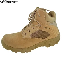 Alta calidad Otoño Invierno Punta Redonda Botas de Los Hombres Botas de Combate Del Desierto Táctico Militar Al Aire Libre Para Hombre de Cuero botas Militares Tobillo
