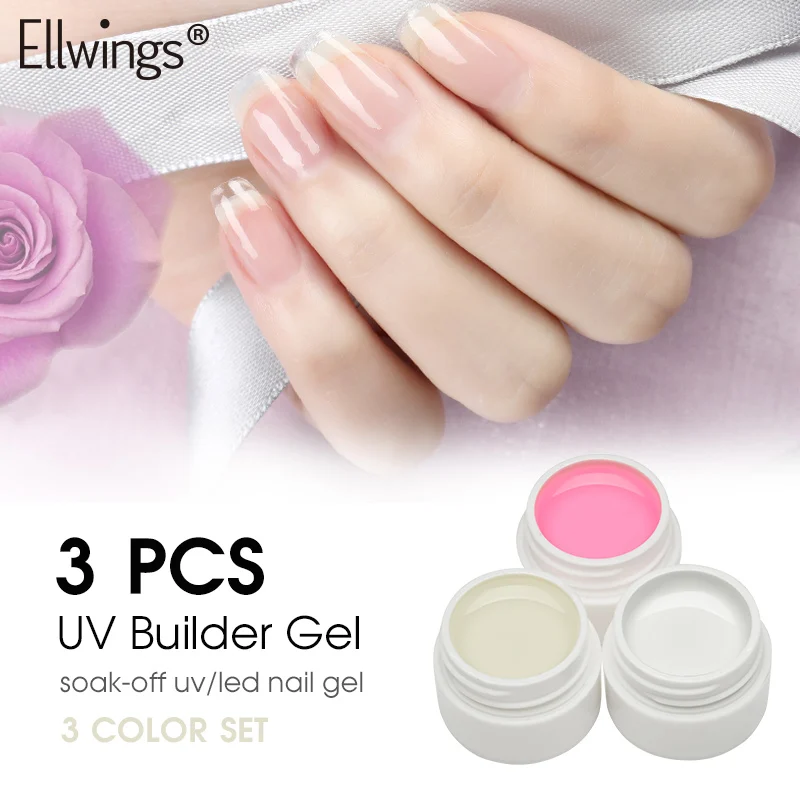 Ellwings 3 шт UV гель для акрил Замочите от УФ-/светодиодный ногтей гелем Art3Color комплект