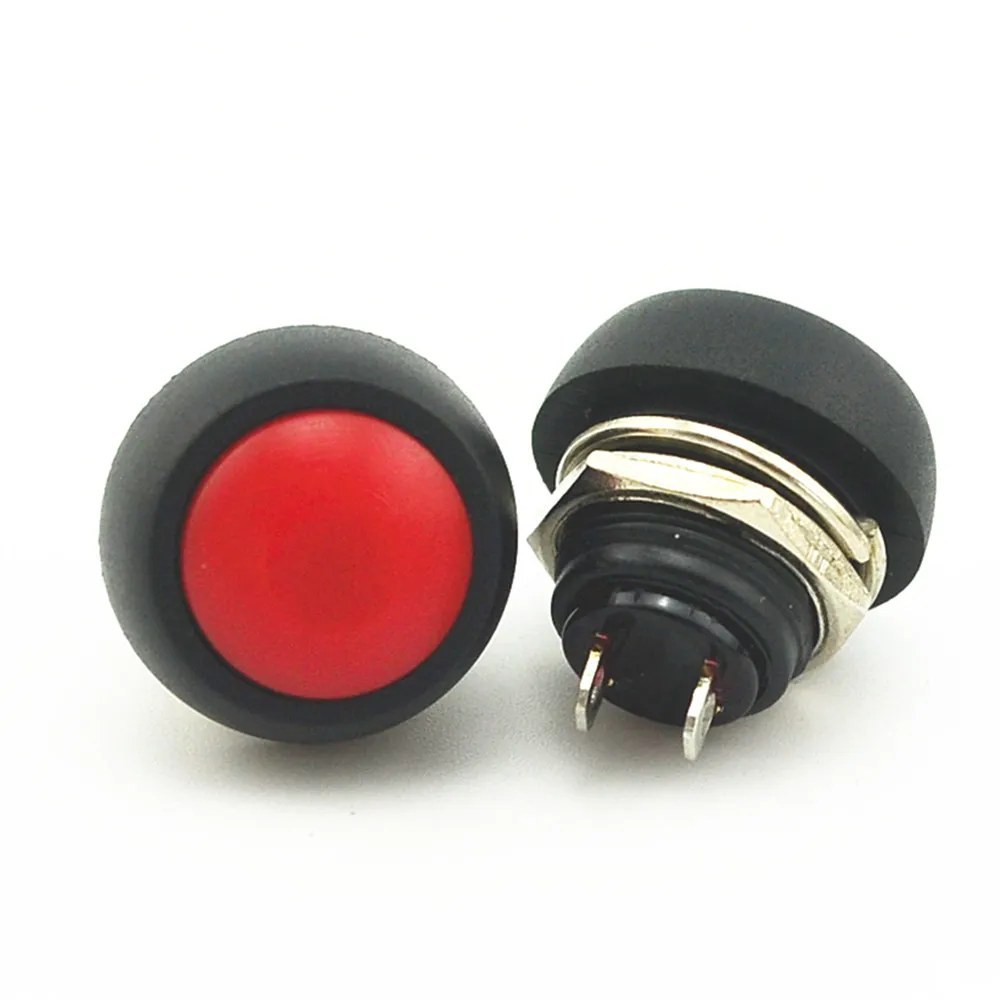 Черный/красный/зеленый/желтый/синий ВКЛ-ВЫКЛ 12 мм водонепроницаемый Мгновенный кнопочный переключатель SPDT