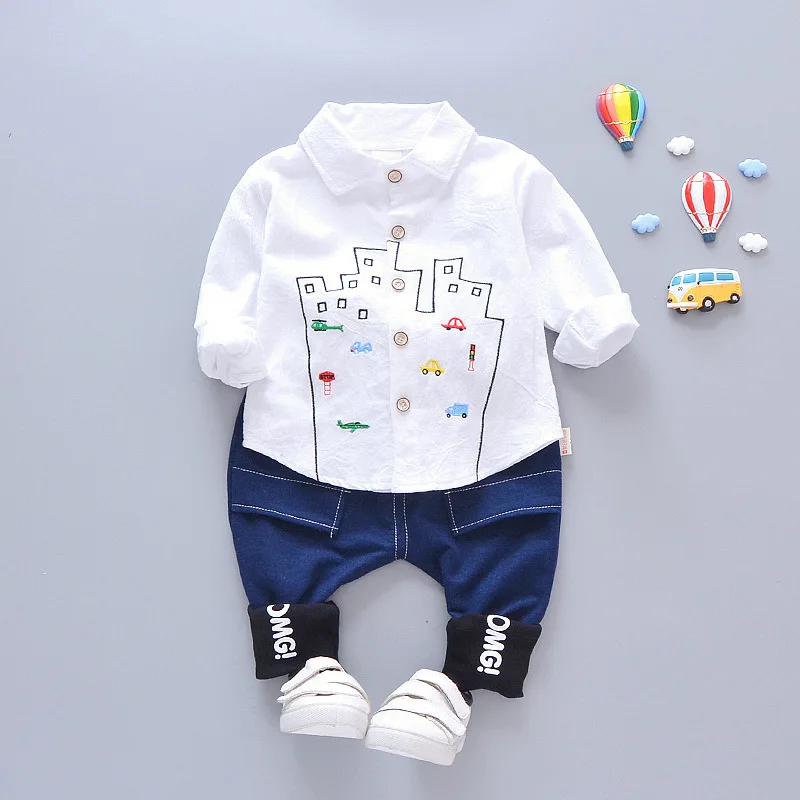 

New baby shirt set baby out shirt clothes 1-3 - year - old boys and girls shirt two sets of fashion